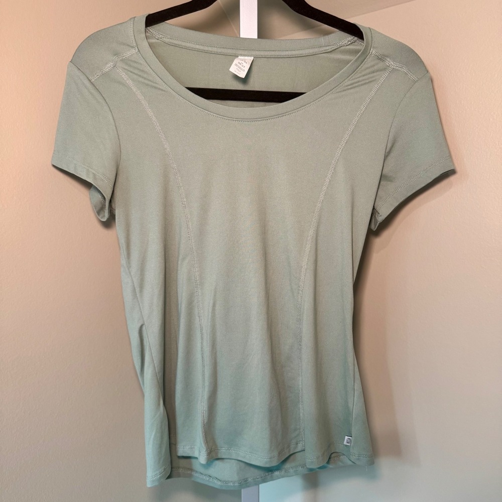 Balance Collection Womens XS Sage Green Short Sleeve Activewear Scoop Neck Top